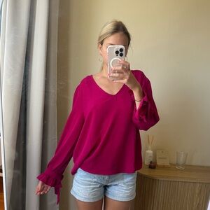 Cece Large Dark Pink Long Sleeve Top